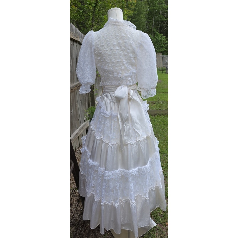 Vtg GUNNE SAX Dress BY JESSICA MCCLINTOCK Gown, Lace, Tiers, Romantic, PRAIRIE - Picture 14 of 16